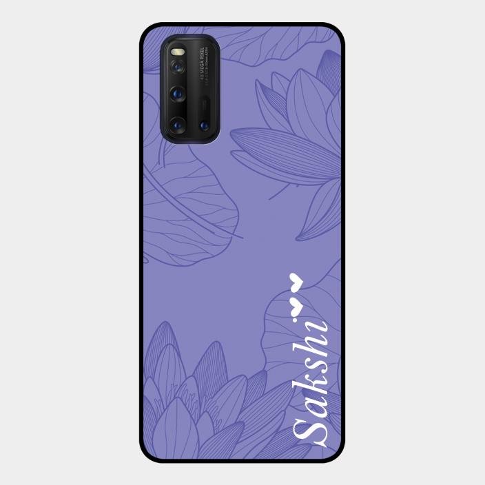 Customized luxury Purple leaves Glass Case Cover For Iqoo 3 5G