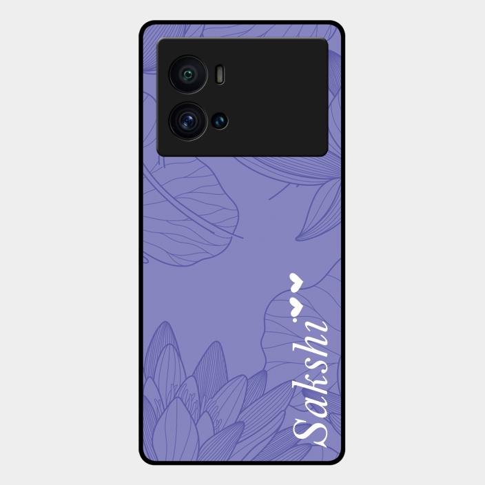 Customized luxury Purple leaves Glass Case Cover For Iqoo 9 Pro 5G