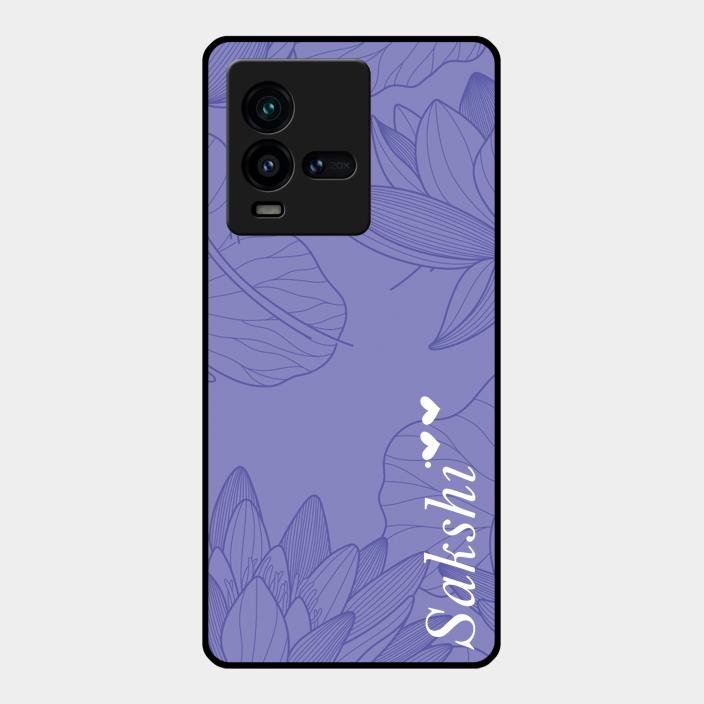 Customized luxury Purple leaves Glass Case Cover For Iqoo 9T 5G