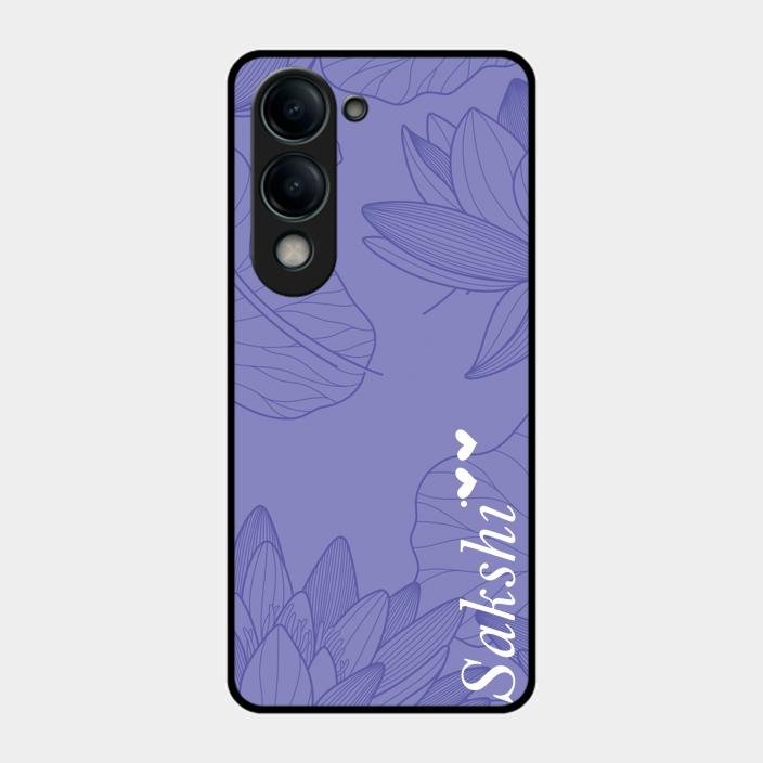 Customized luxury Purple leaves Glass Case Cover For Iqoo Z10 Lite