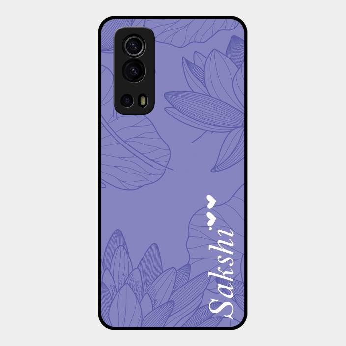 Customized luxury Purple leaves Glass Case Cover For Iqoo Z3 5G
