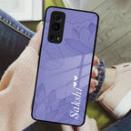 Customized luxury Purple leaves Glass Case Cover For Vivo - ShopOnCliQ