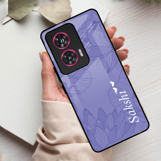 Customized luxury Purple leaves Glass Case Cover Back Side