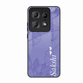 Customized luxury Purple leaves Glass Case Cover For Motorola Edge 50 Pro
