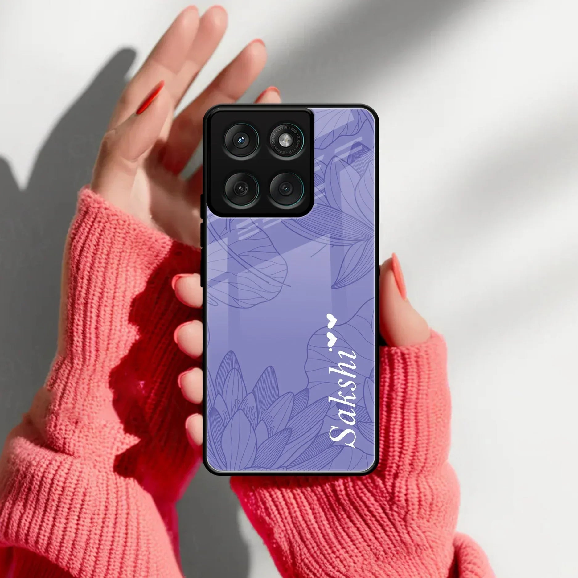 Customized luxury Purple leaves Glass Case Cover For Motorola - ShopOnCliQ
