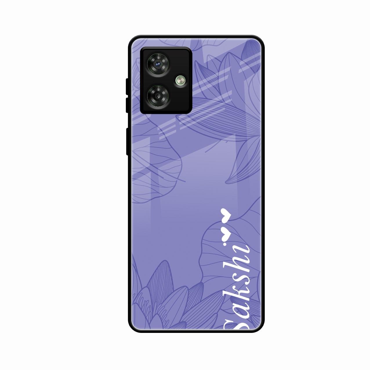 Customized luxury Purple leaves Glass Case Cover For Motorola G64 5G
