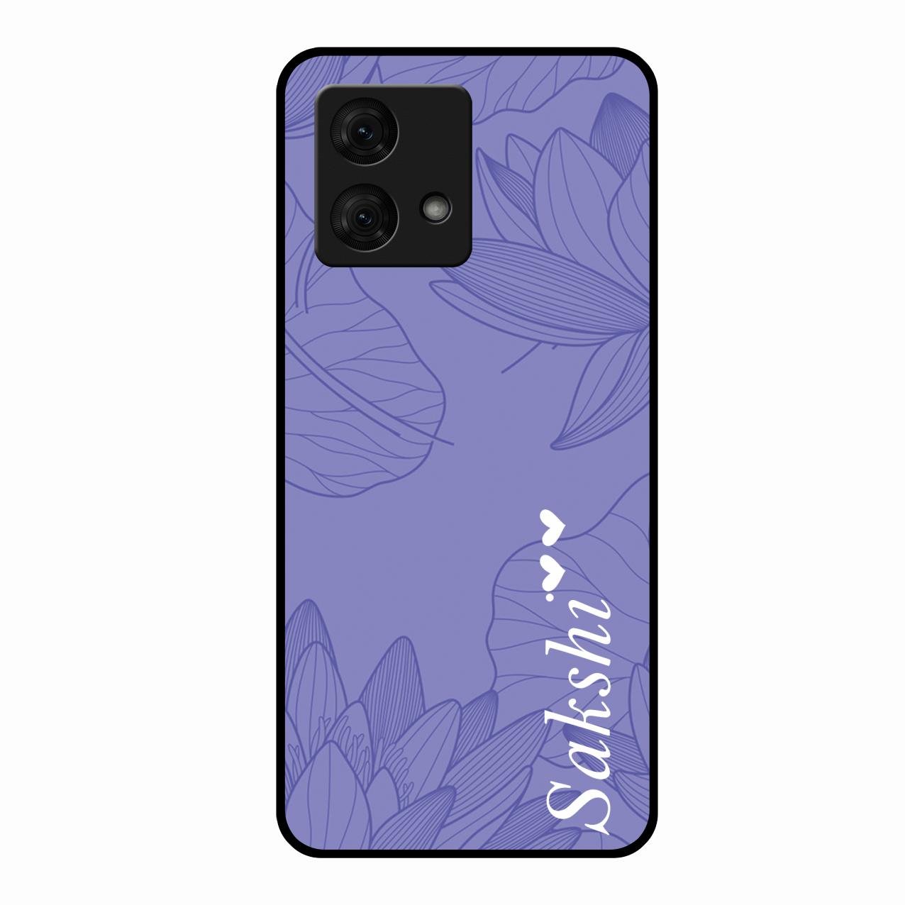 Customized luxury Purple leaves Glass Case Cover For Motorola g84 5G