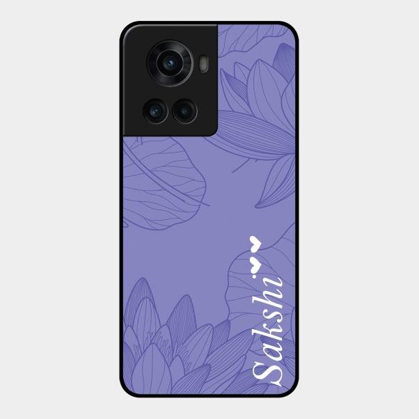 Customized luxury Purple leaves Glass Case Cover For Oneplus 10R 5G