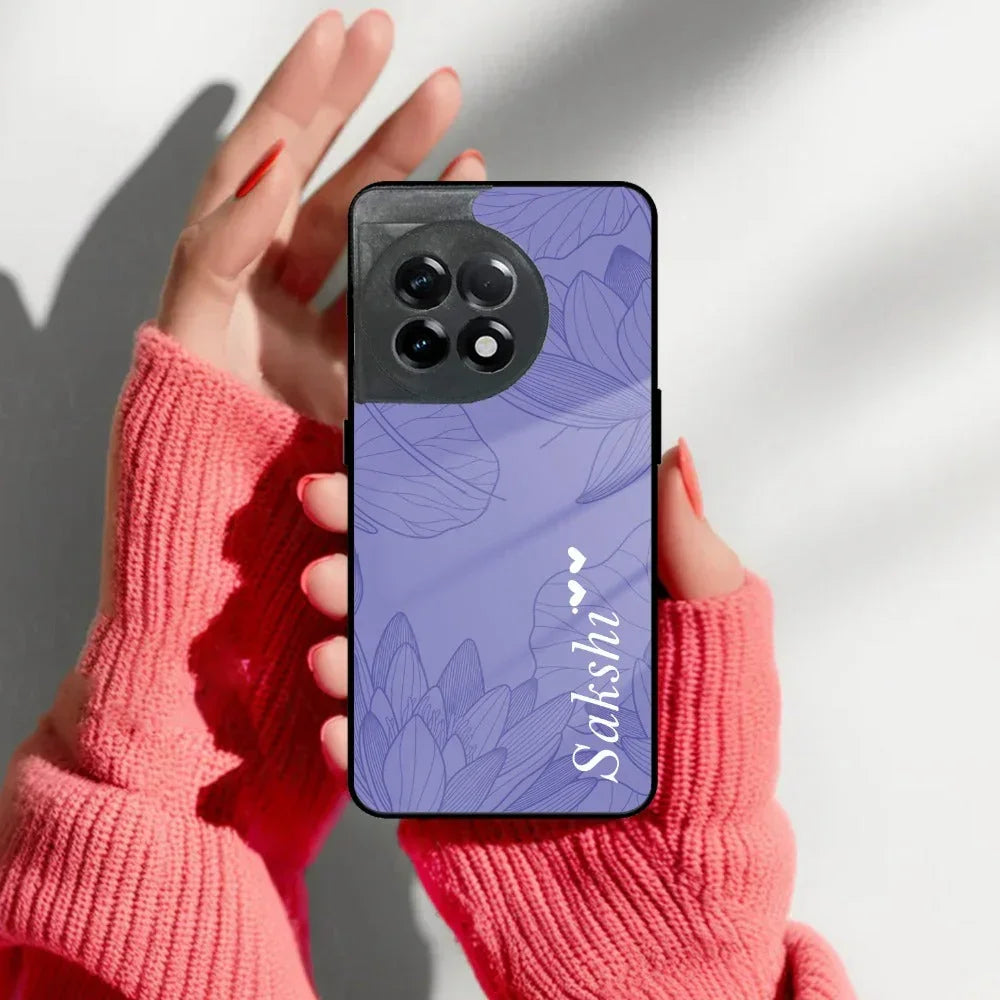 Customized luxury Purple leaves Glass Case Cover For Oneplus - ShopOnCliQ