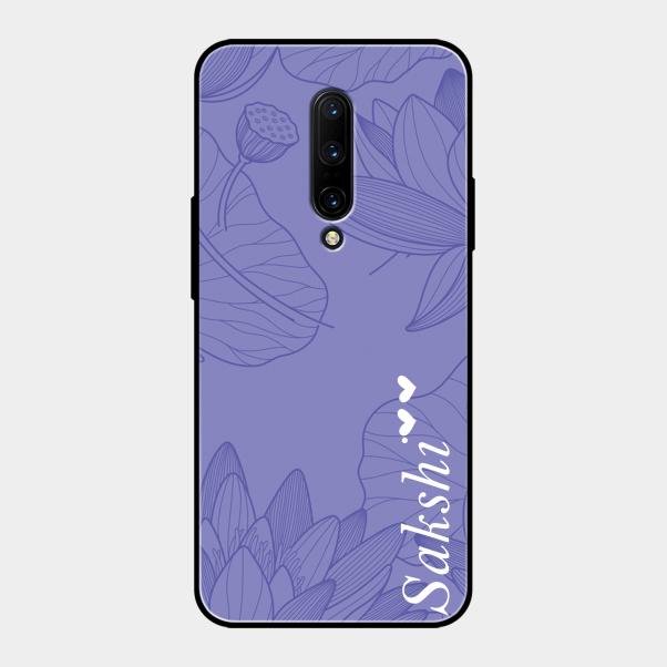 Customized luxury Purple leaves Glass Case Cover For Oneplus 7 Pro