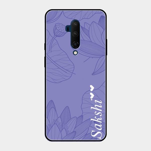 Customized luxury Purple leaves Glass Case Cover For Oneplus 7T Pro