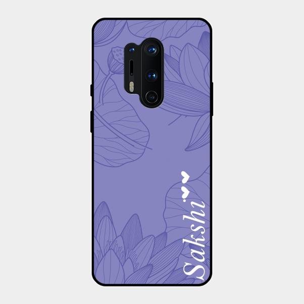 Customized luxury Purple leaves Glass Case Cover For Oneplus 8 Pro