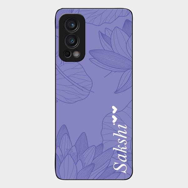Customized luxury Purple leaves Glass Case Cover For Oneplus Nord 2 5G