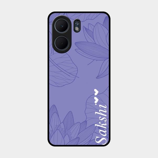 Customized luxury Purple leaves Glass Case Cover For Oppo A5X 4G