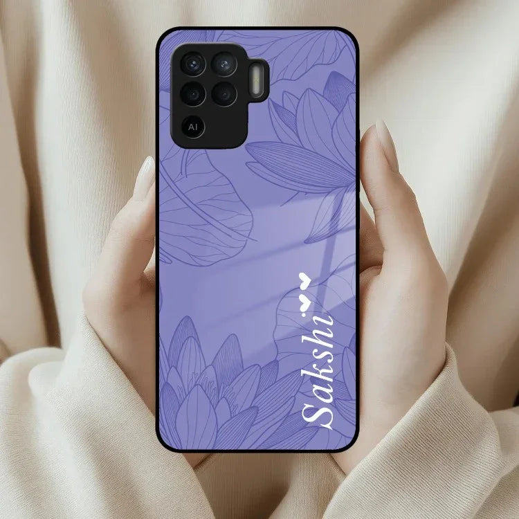 Customized luxury Purple leaves Glass Case Cover For Oppo - ShopOnCliQ