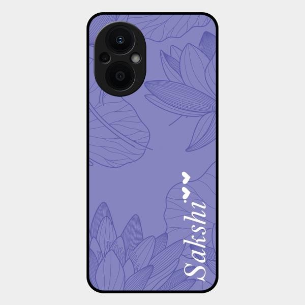 Customized luxury Purple leaves Glass Case Cover For Oppo F21S Pro 5G