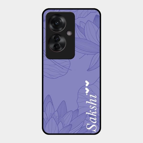 Customized luxury Purple leaves Glass Case Cover For Oppo F25 Pro 5G