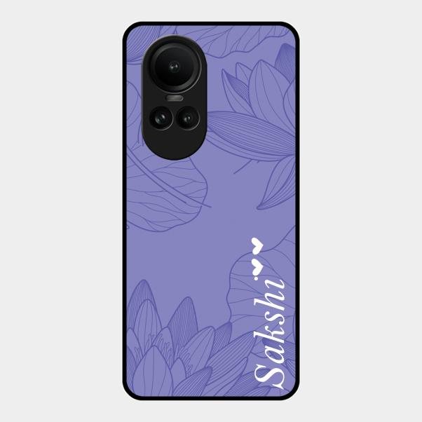 Customized luxury Purple leaves Glass Case Cover For Oppo Reno 10 Pro 5G