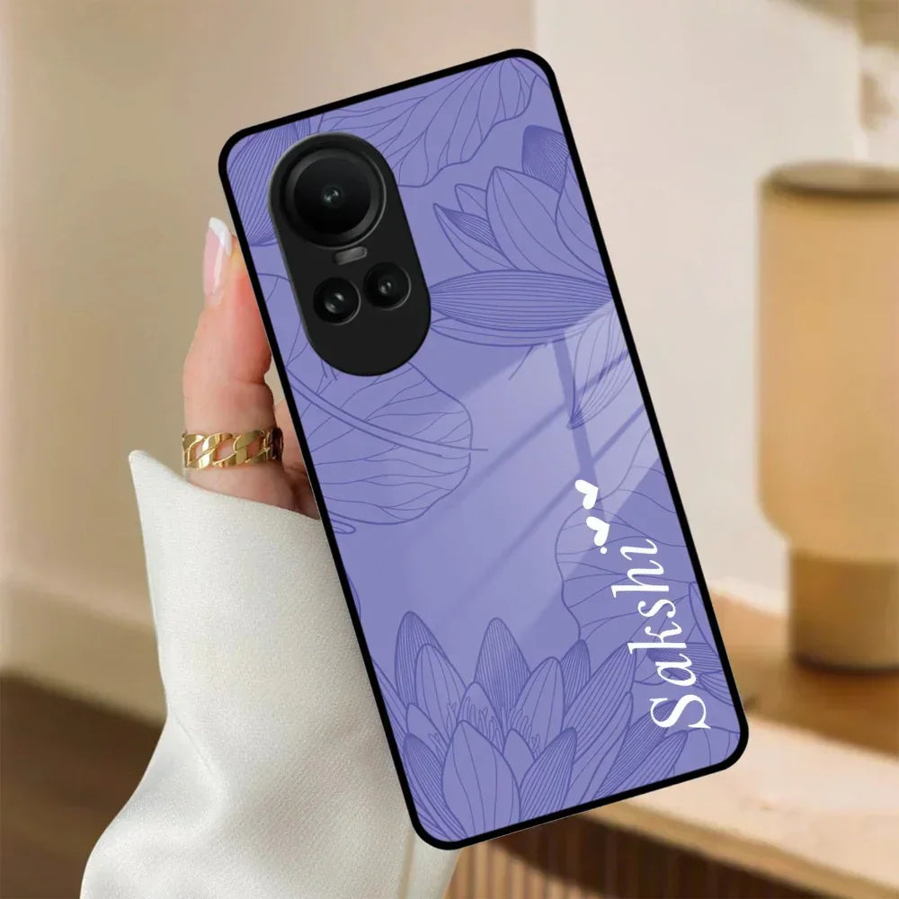 Customized luxury Purple leaves Glass Case Cover For Oppo - ShopOnCliQ