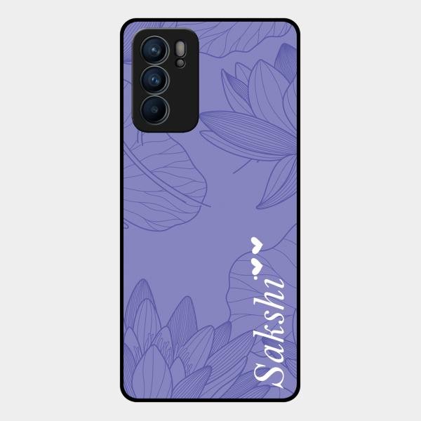 Customized luxury Purple leaves Glass Case Cover For Oppo Reno 6 5G