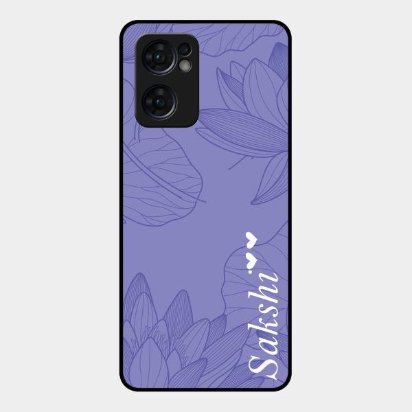 Customized luxury Purple leaves Glass Case Cover For Oppo Reno 7 5G