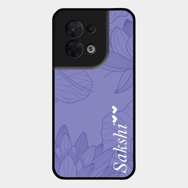Customized luxury Purple leaves Glass Case Cover For Oppo Reno 8 5G
