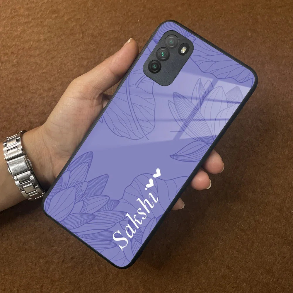 Customized luxury Purple leaves Glass Case Cover For Poco - ShopOnCliQ