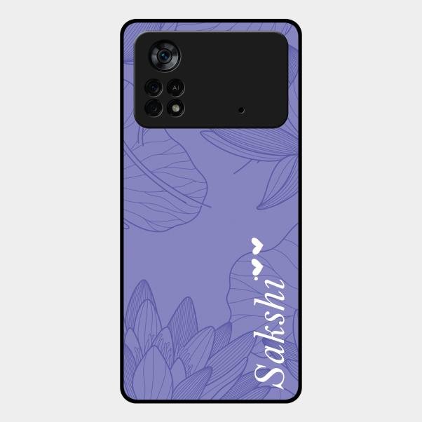 Customized luxury Purple leaves Glass Case Cover For Poco X4 Pro 5G