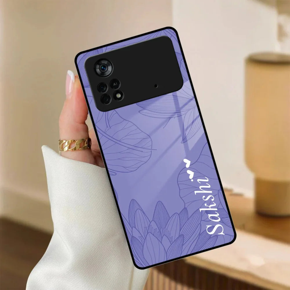Customized luxury Purple leaves Glass Case Cover For Poco - ShopOnCliQ