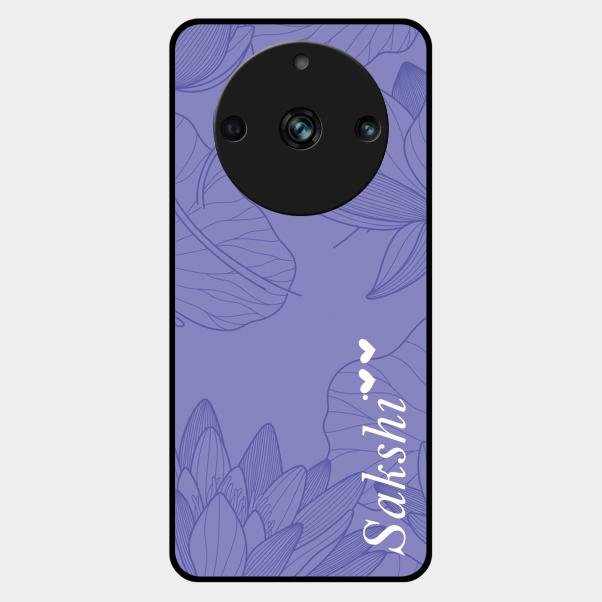 Customized luxury Purple leaves Glass Case Cover For Realme 11 Pro Plus 5G