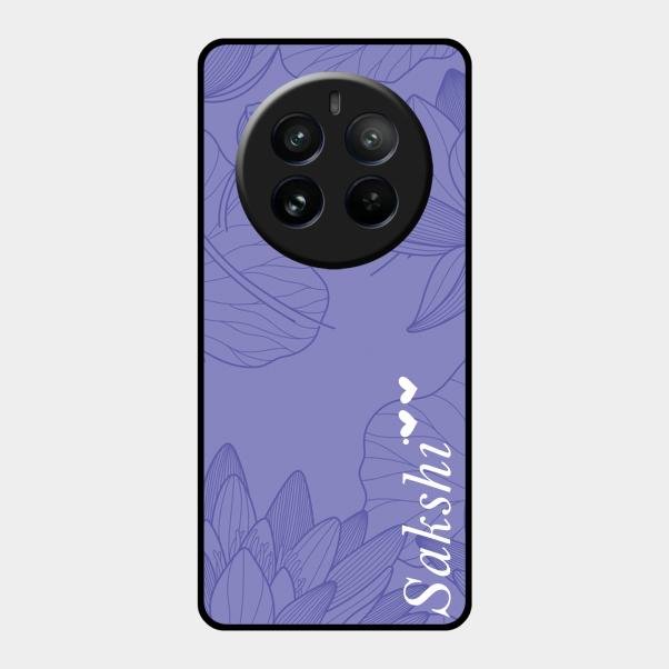 Customized luxury Purple leaves Glass Case Cover For Realme 12 Pro Plus 5G