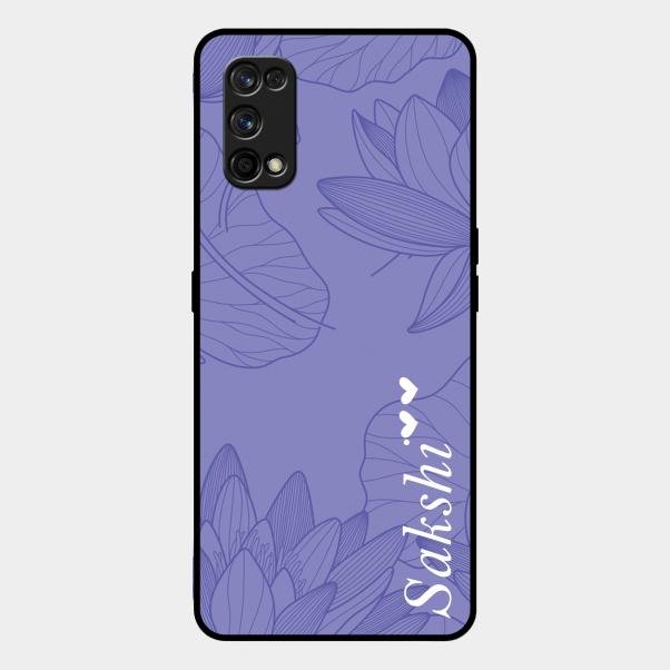 Customized luxury Purple leaves Glass Case Cover For Realme 7 Pro