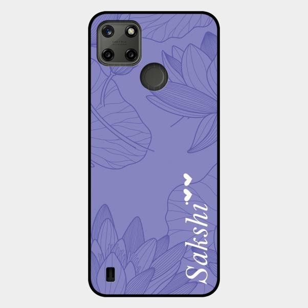 Customized luxury Purple leaves Glass Case Cover For Realme C25Y
