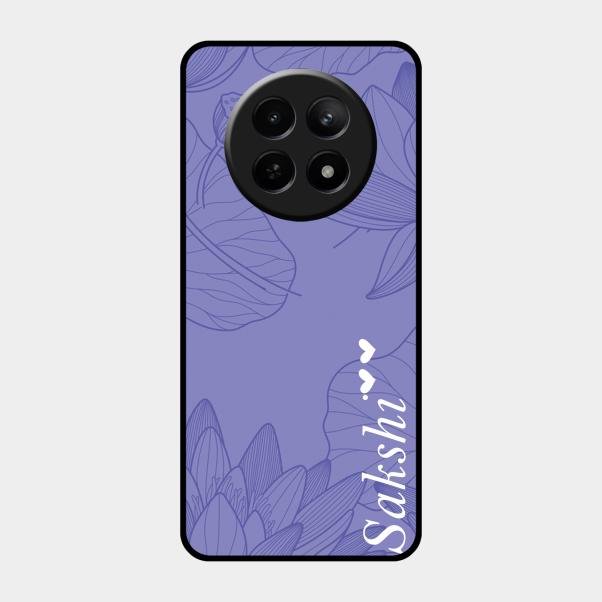 Customized luxury Purple leaves Glass Case Cover For Realme C65 5G