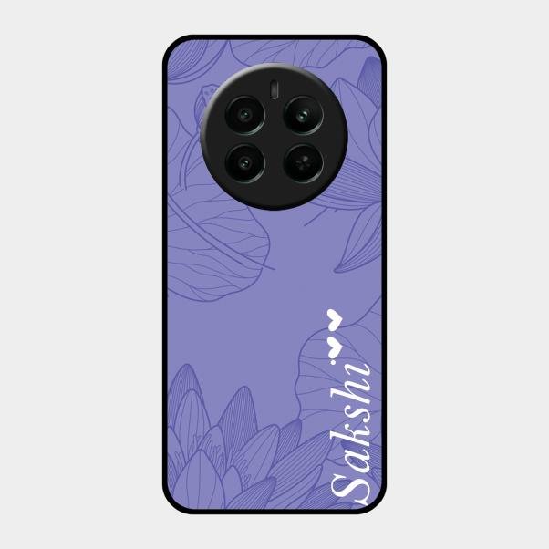Customized luxury Purple leaves Glass Case Cover For Realme P1 5G