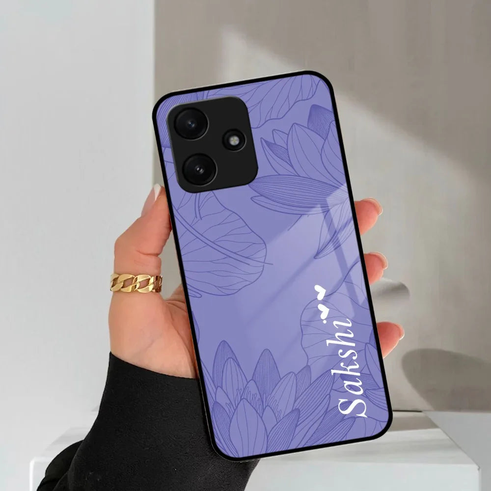 Customized luxury Purple leaves Glass Case Cover For Poco - ShopOnCliQ