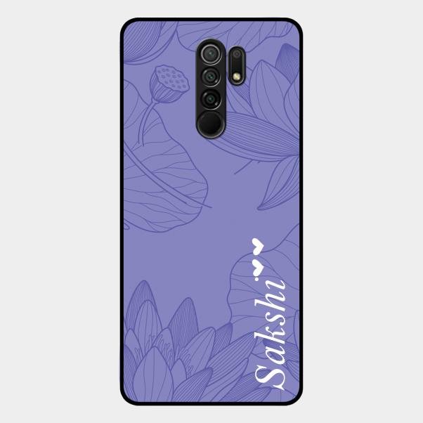 Customized luxury Purple leaves Glass Case Cover For Redmi 9 Prime