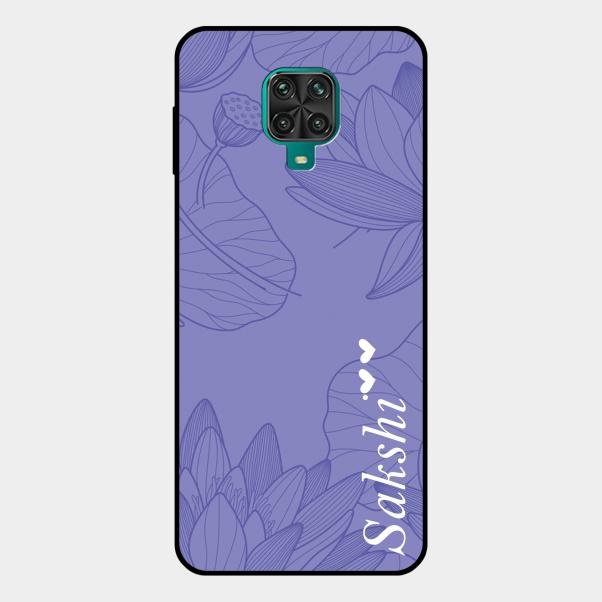Customized luxury Purple leaves Glass Case Cover For Redmi Note 10 Lite
