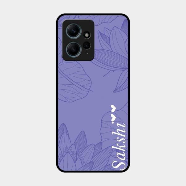 Customized luxury Purple leaves Glass Case Cover For Redmi Note 12 4G