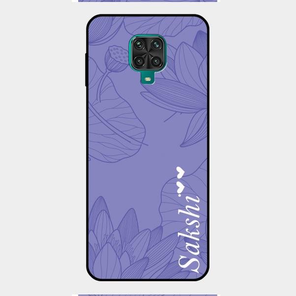 Customized luxury Purple leaves Glass Case Cover For Redmi Note 9 Pro
