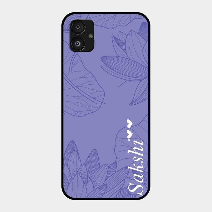 Customized luxury Purple leaves Glass Case Cover For Samsung Galaxy F14 5G