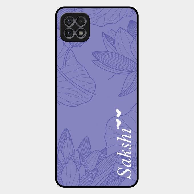 Customized luxury Purple leaves Glass Case Cover For Samsung Galaxy F42 5G
