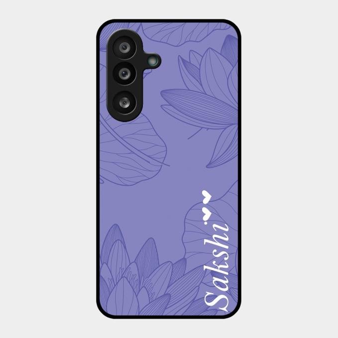 Customized luxury Purple leaves Glass Case Cover For Samsung Galaxy F55 5G
