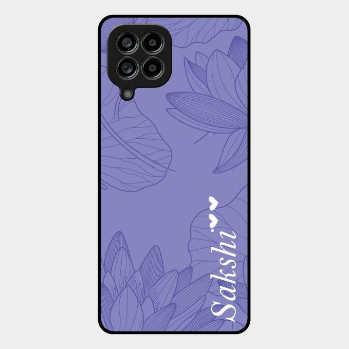 Customized luxury Purple leaves Glass Case Cover For Samsung Galaxy M53 5G