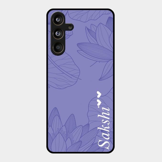 Customized luxury Purple leaves Glass Case Cover For Samsung Galaxy M55 5G