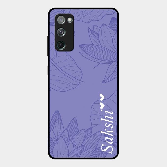 Customized luxury Purple leaves Glass Case Cover For Samsung Galaxy S20 Fe 5G