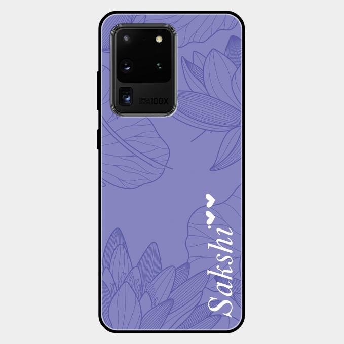 Customized luxury Purple leaves Glass Case Cover For Samsung Galaxy S20 Ultra