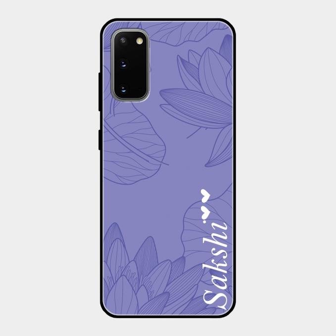 Customized luxury Purple leaves Glass Case Cover For Samsung Galaxy S20