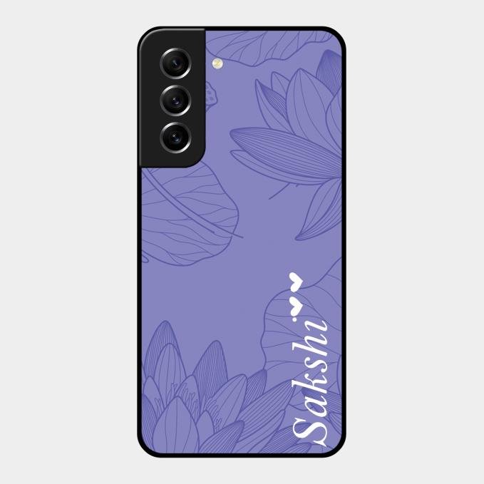 Customized luxury Purple leaves Glass Case Cover For Samsung Galaxy S21 Fe 5G