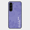 Customized luxury Purple leaves Glass Case Cover For Samsung Galaxy S23 5G